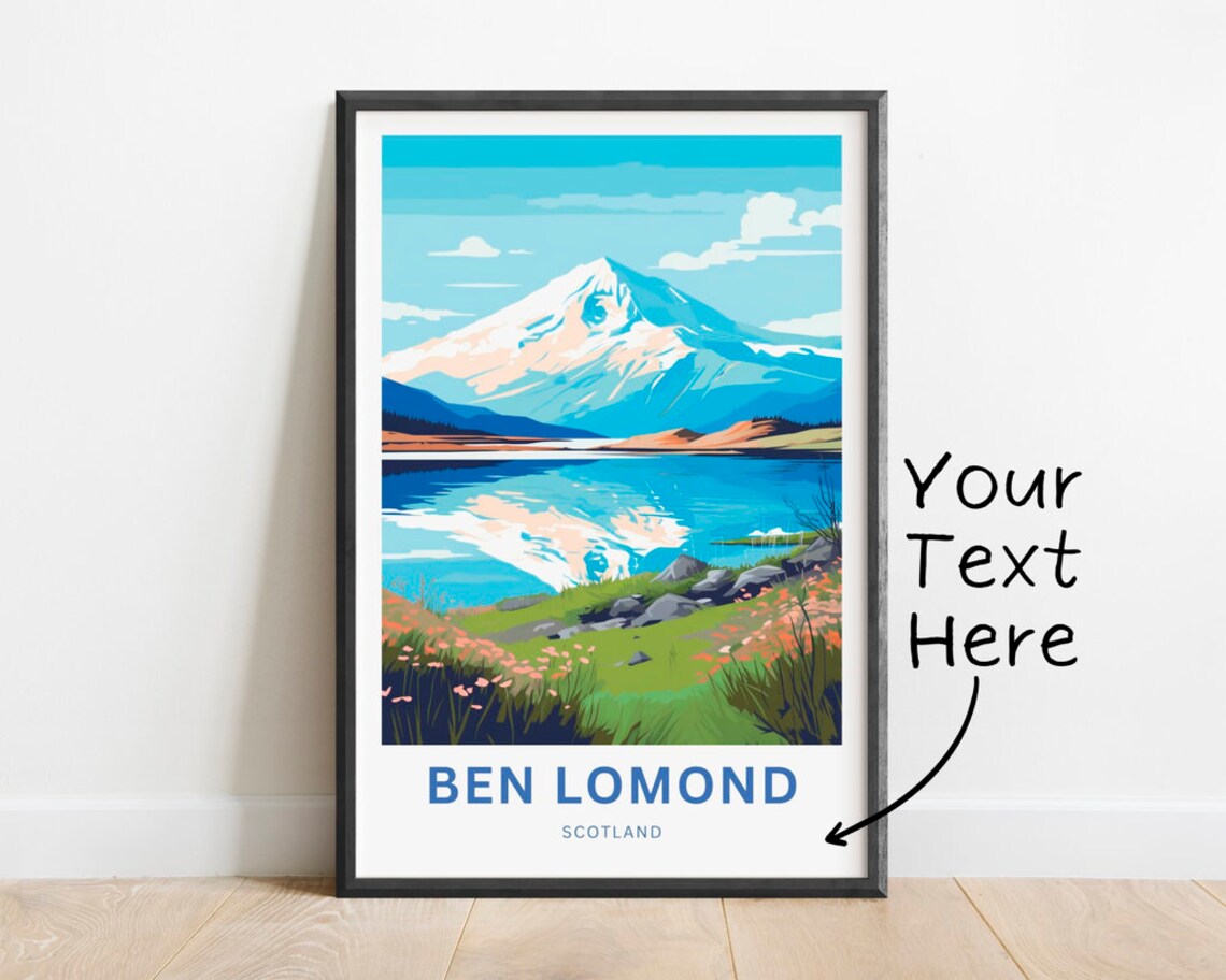 Personalized Ben Lomond Scotland Snowy Peak Loch Vintage View Poster