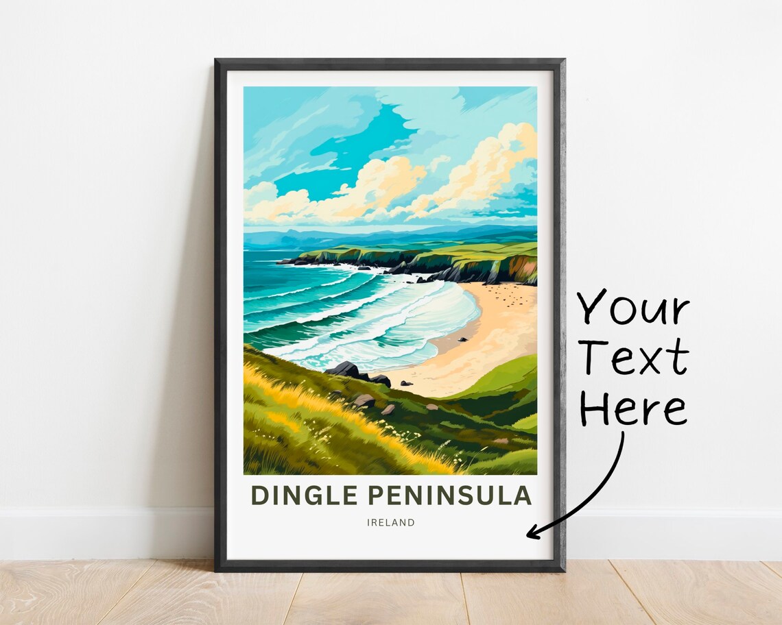 Dingle Peninsula Ireland Personalized Golden Cove Travel Poster