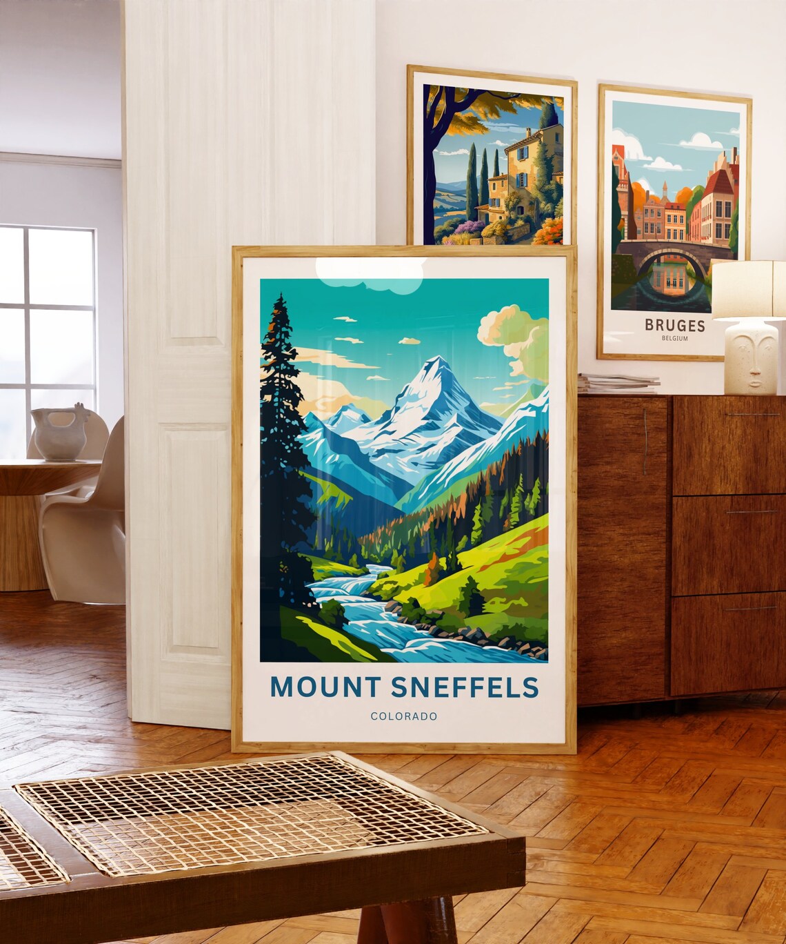 Mount Sneffels Colorado Snowy Peaks Alpine Stream Valley Travel Poster - Image 5