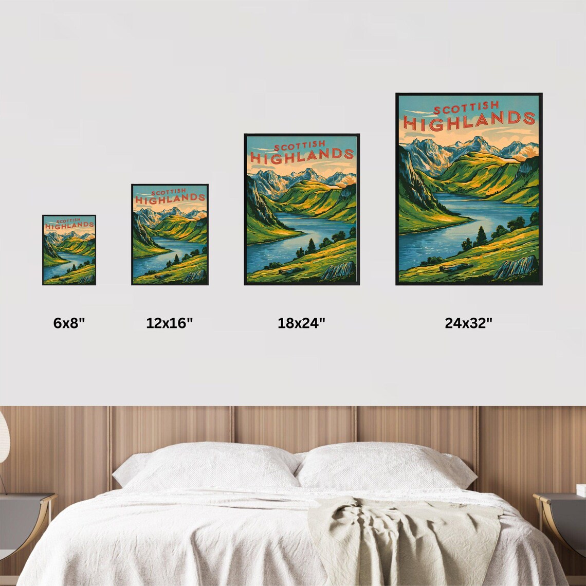 Scottish Highlands Vintage Green Loch Valley Travel Art Poster - Image 2