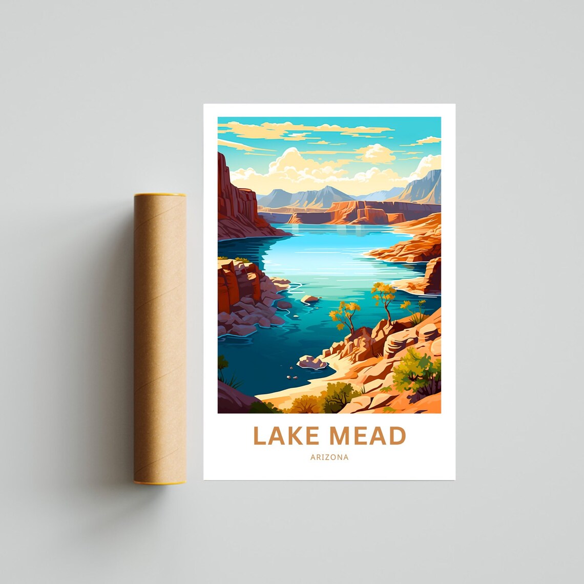 Personalized Lake Mead Travel Poster, Arizona Wall Art - Image 4
