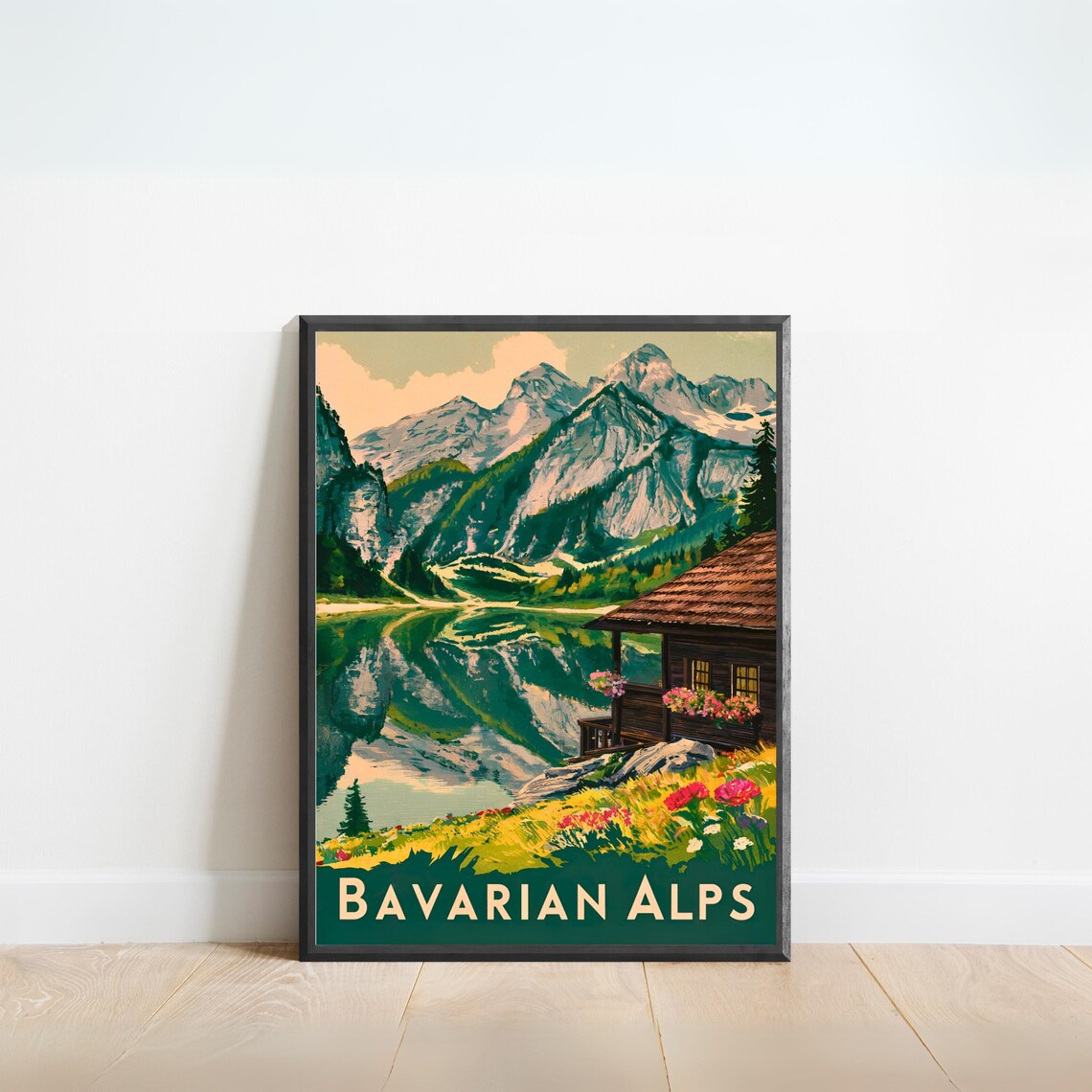 Bavarian Alps Vintage Travel Poster, Germany