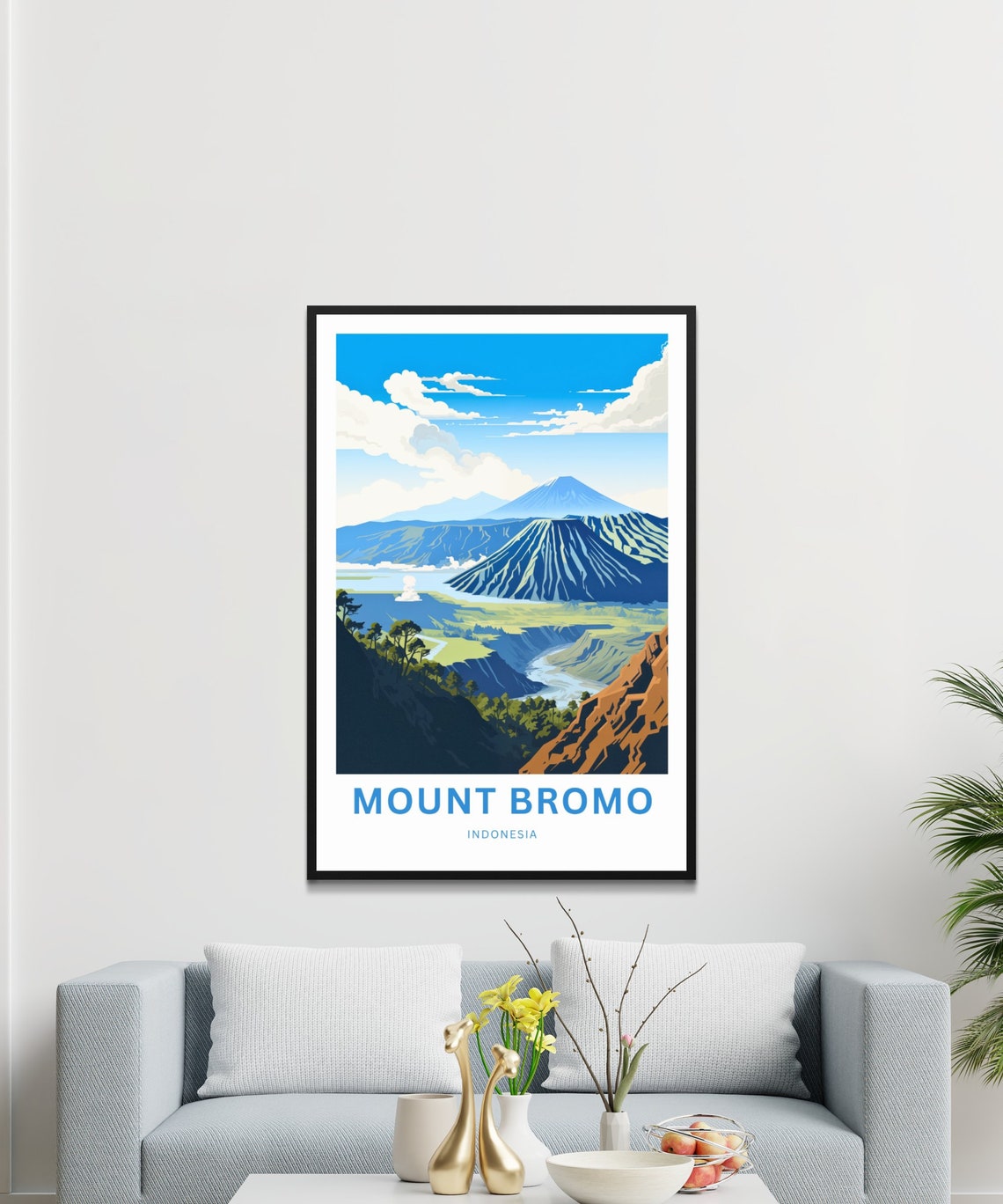 Mount Bromo Indonesia Volcano Crater Retro Style Travel Poster - Image 3