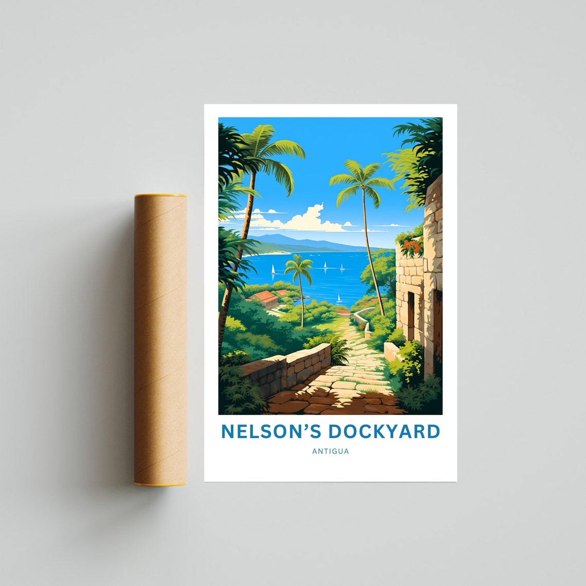 Nelson's Dockyard Antigua Palm Path Harbor View Travel Poster - Image 4