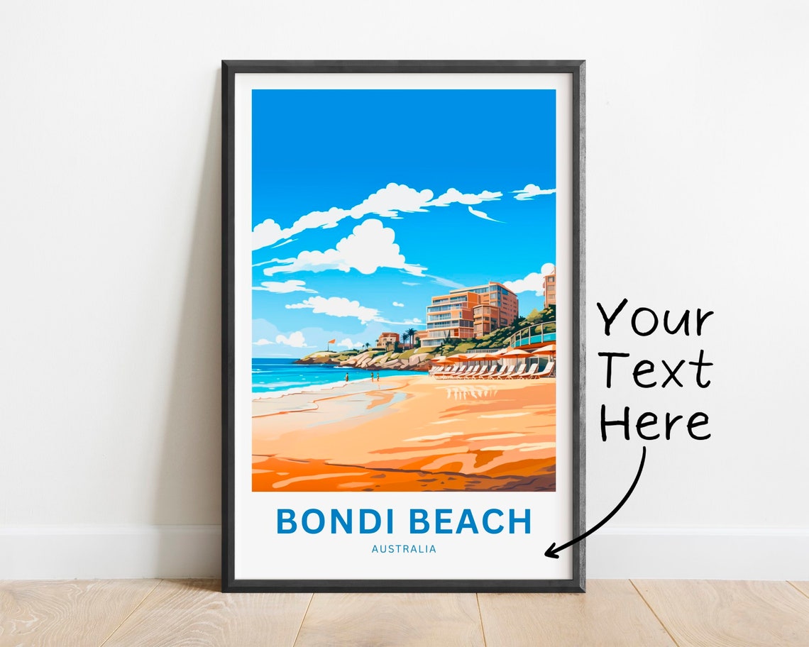 Bondi Beach Australia Sand Resort Shoreline Custom Text Poster
