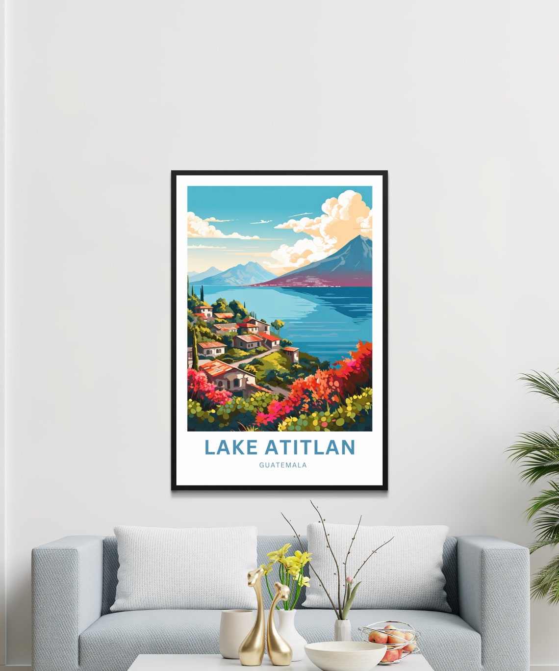 Personalized Lake Atitln Travel Print Lake Atitln Poster Guatemala Wall Art Framed Present Gift Mexico Present - Image 2