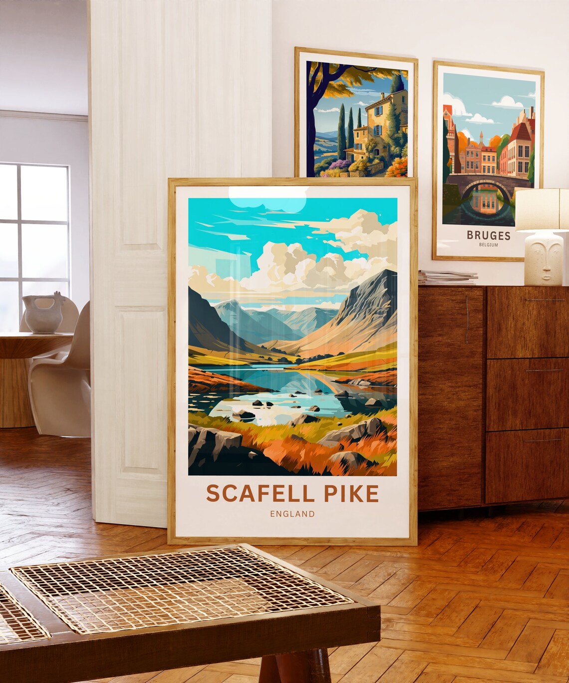 Scafell Pike England Autumn Tarn Reflection Vintage Travel Poster Art - Image 5