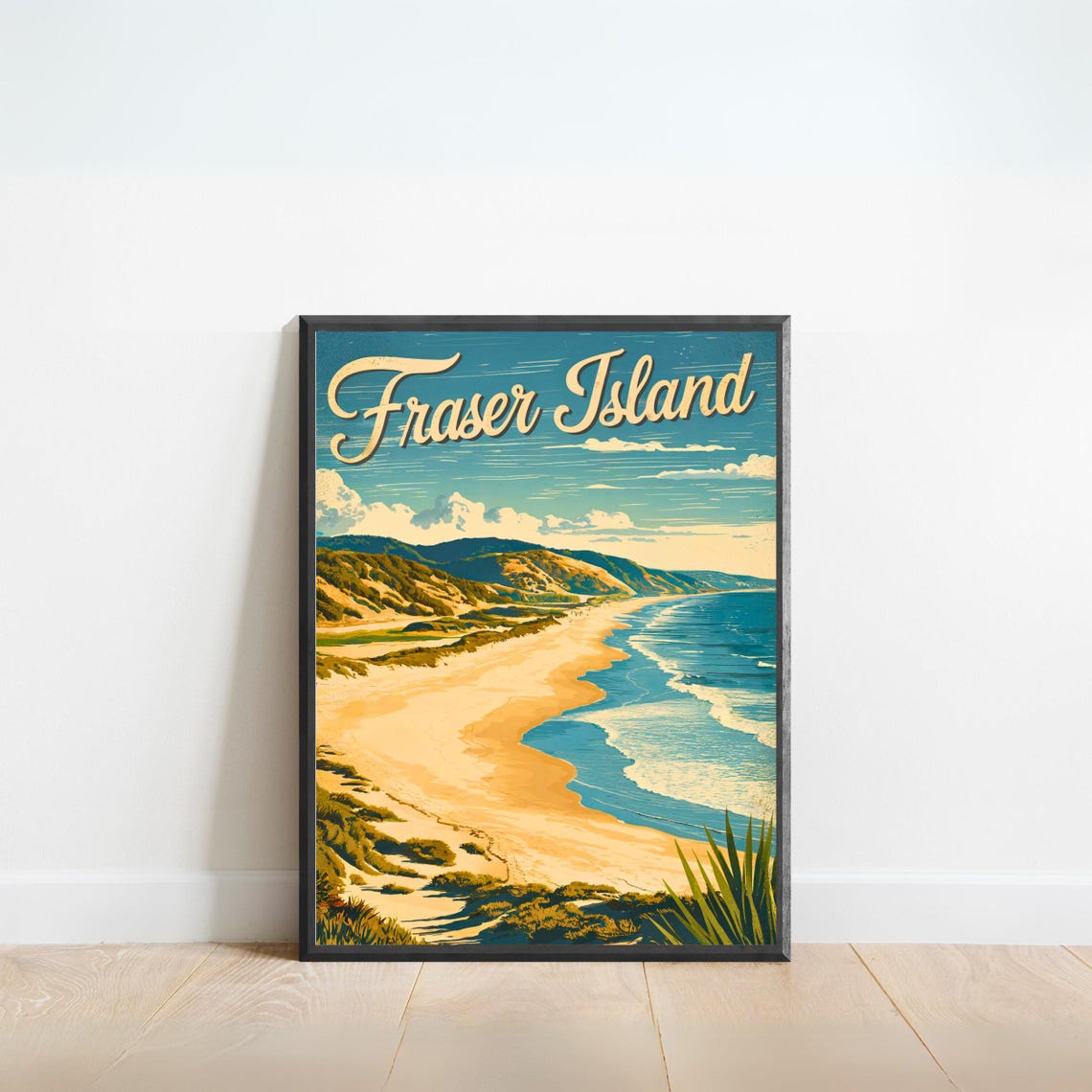 Fraser Island Australia Dune Coastline Vintage Travel Poster