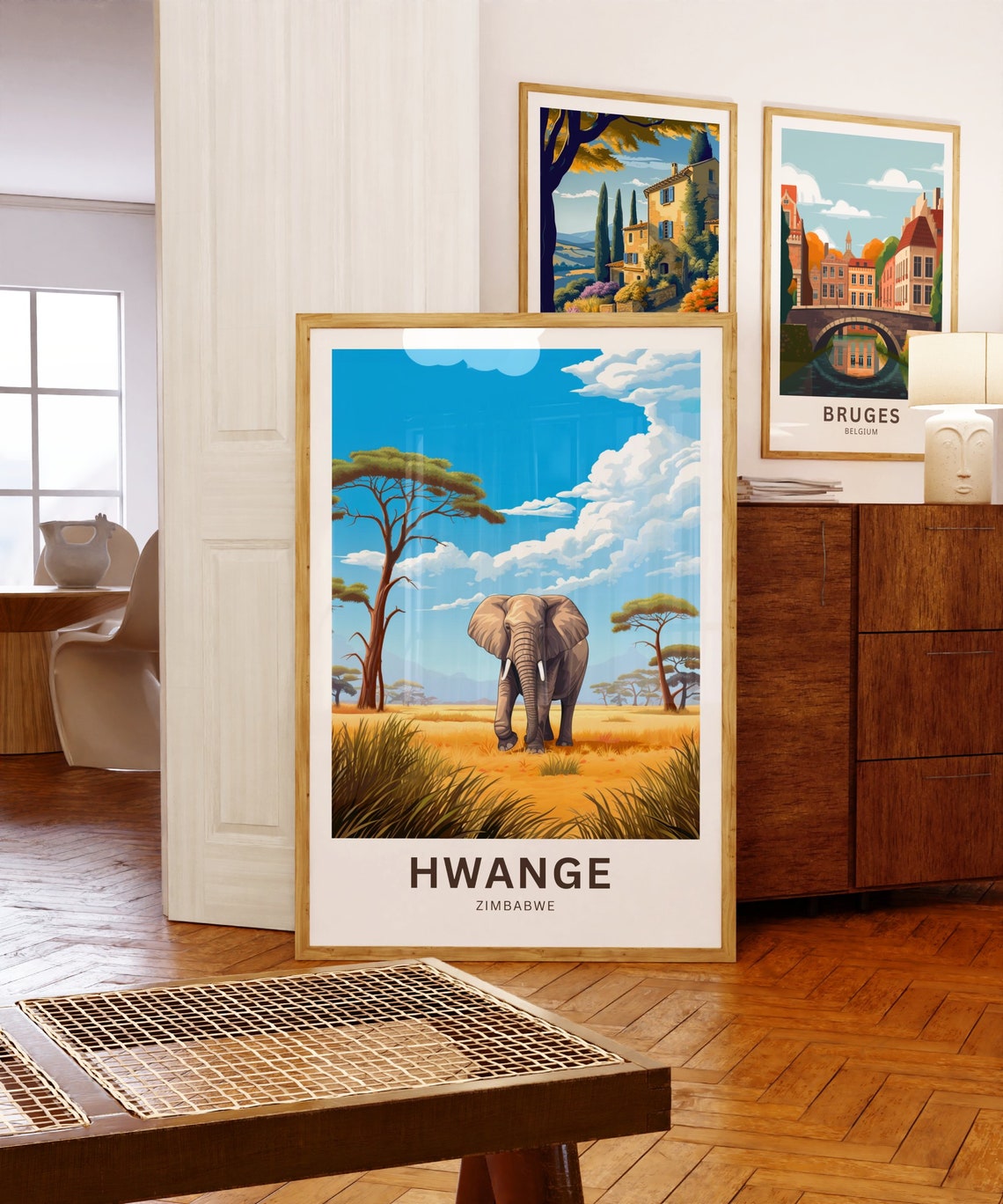 Hwange Zimbabwe Personalized Elephant Savanna Safari Travel Poster - Image 5