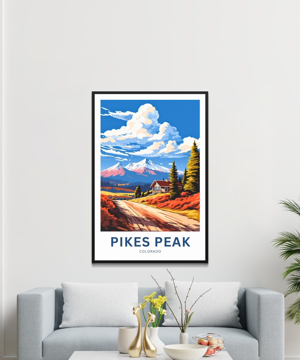 Pikes Peak Colorado Mountain Cabin Autumn Road Travel Poster - Image 3