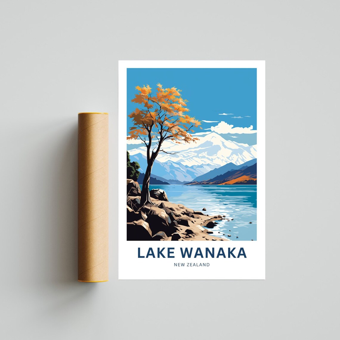 Wanaka Travel Poster, New Zealand Wall Art Print - Image 4