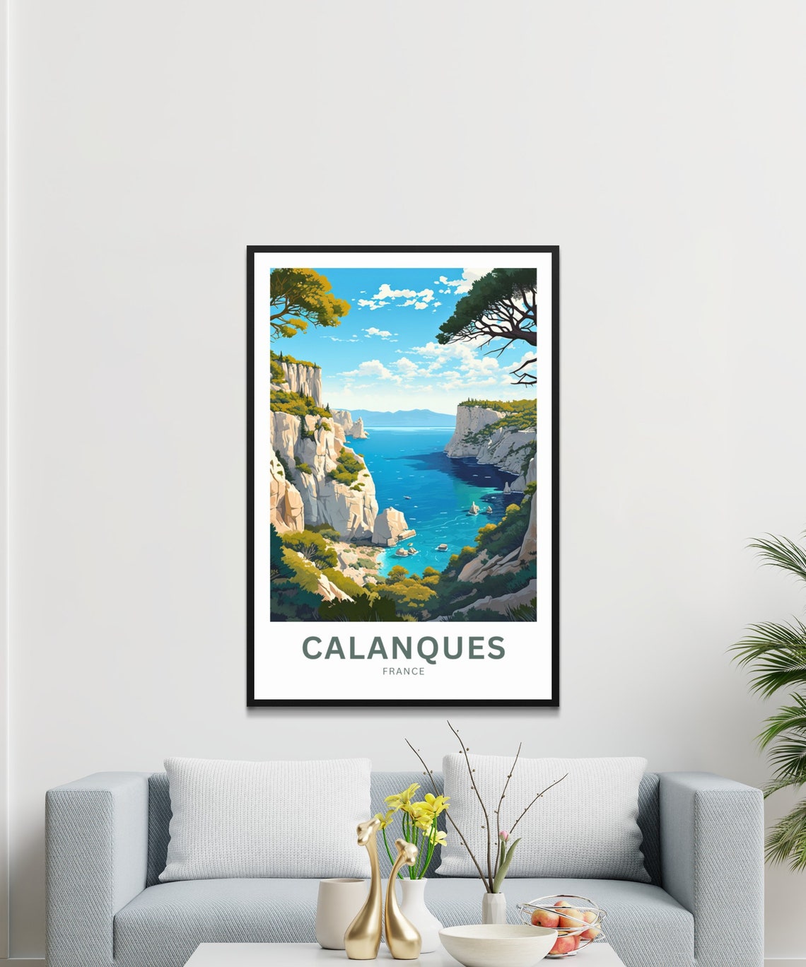 Personalized Calanques France Limestone Cliffs Cove Travel Poster - Image 2