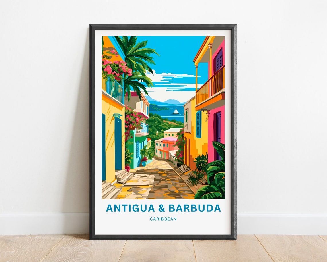 Antigua And Barbuda Travel Print Antigua And Barbuda Poster Caribbean Wall Art Gift Antigua And Barbuda Decor Present Personalized Text