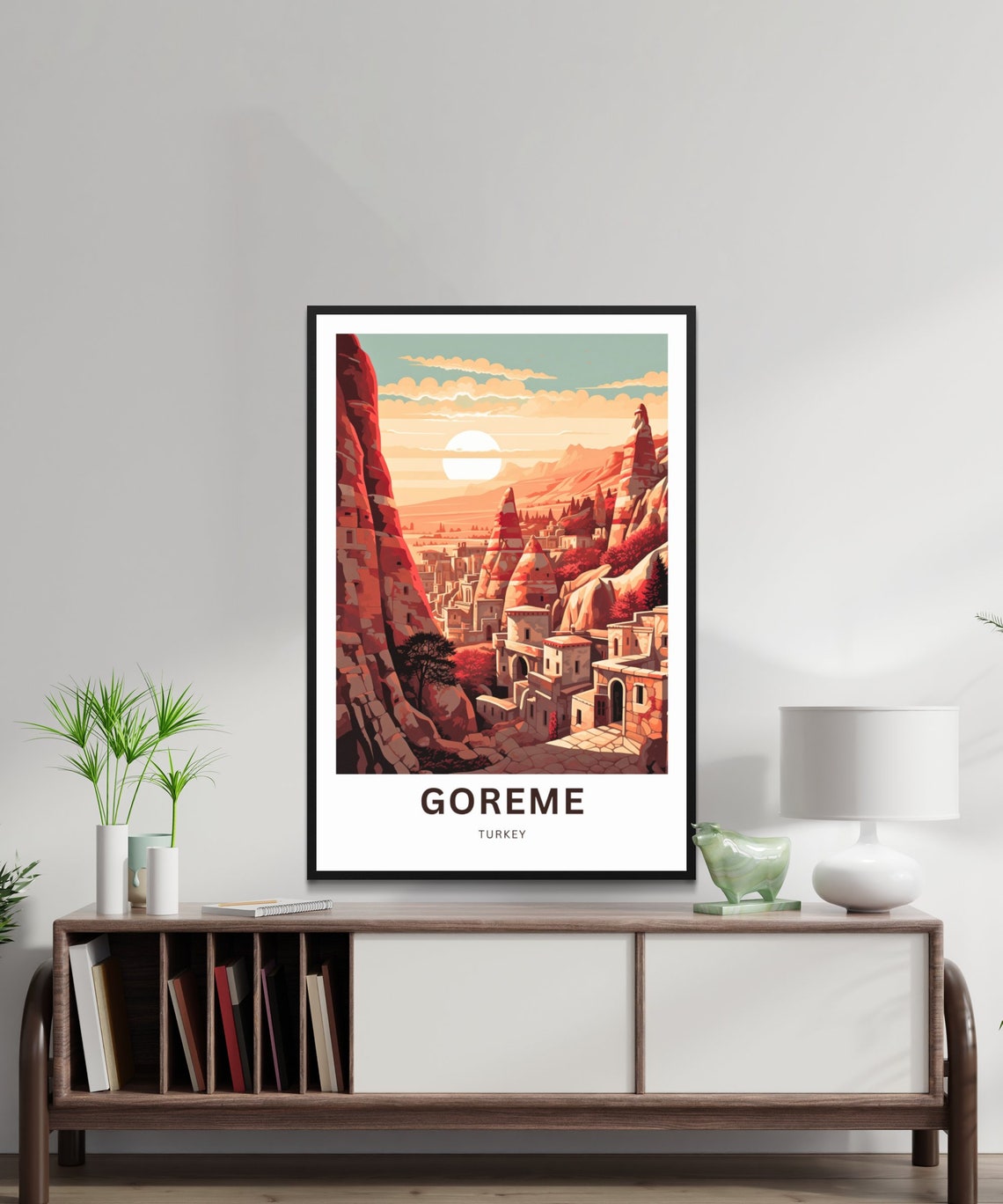 Goreme Turkey Travel Poster Cappadocia Fairy Chimneys Sunset Canyon - Image 2
