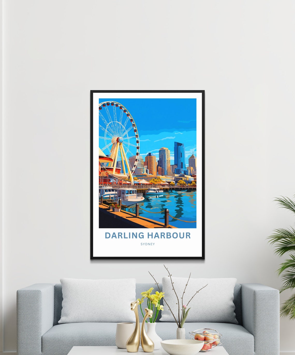 Personalized Darling Harbour Sydney Waterfront Ferris Wheel Poster - Image 3