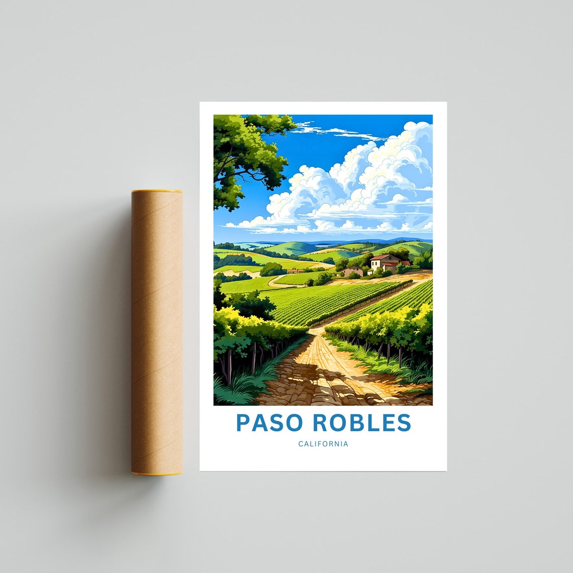 Paso Robles California Vineyard Road Customizable Wine Country Poster - Image 4