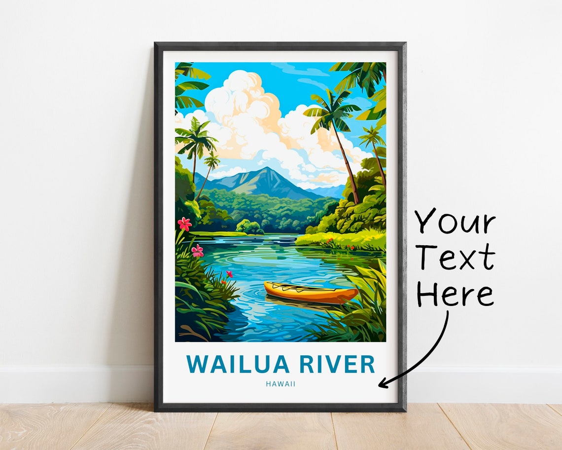 Personalized Wailua River Hawaii Tropical Kayak Travel Poster