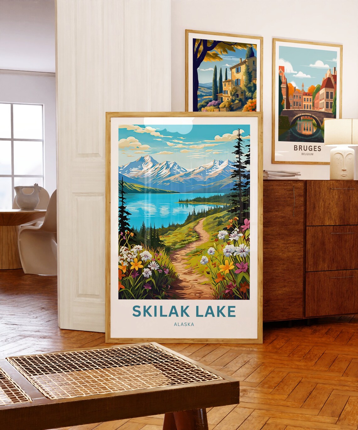 Personalized Skilak Lake Alaska Wildflower Path Lake View Poster - Image 5