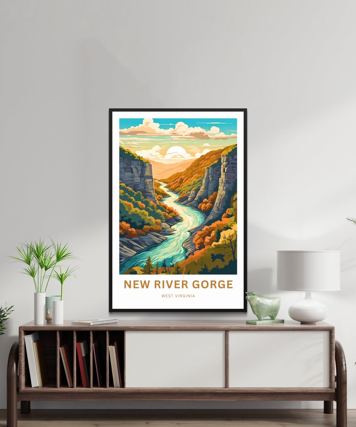 Personalized New River Gorge WV Autumn River Canyon Travel Poster - Image 2