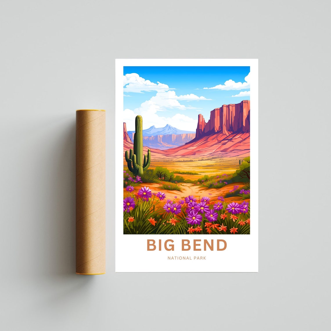 Personalized Big Bend National Park Desert Wildflower Scene Poster - Image 4