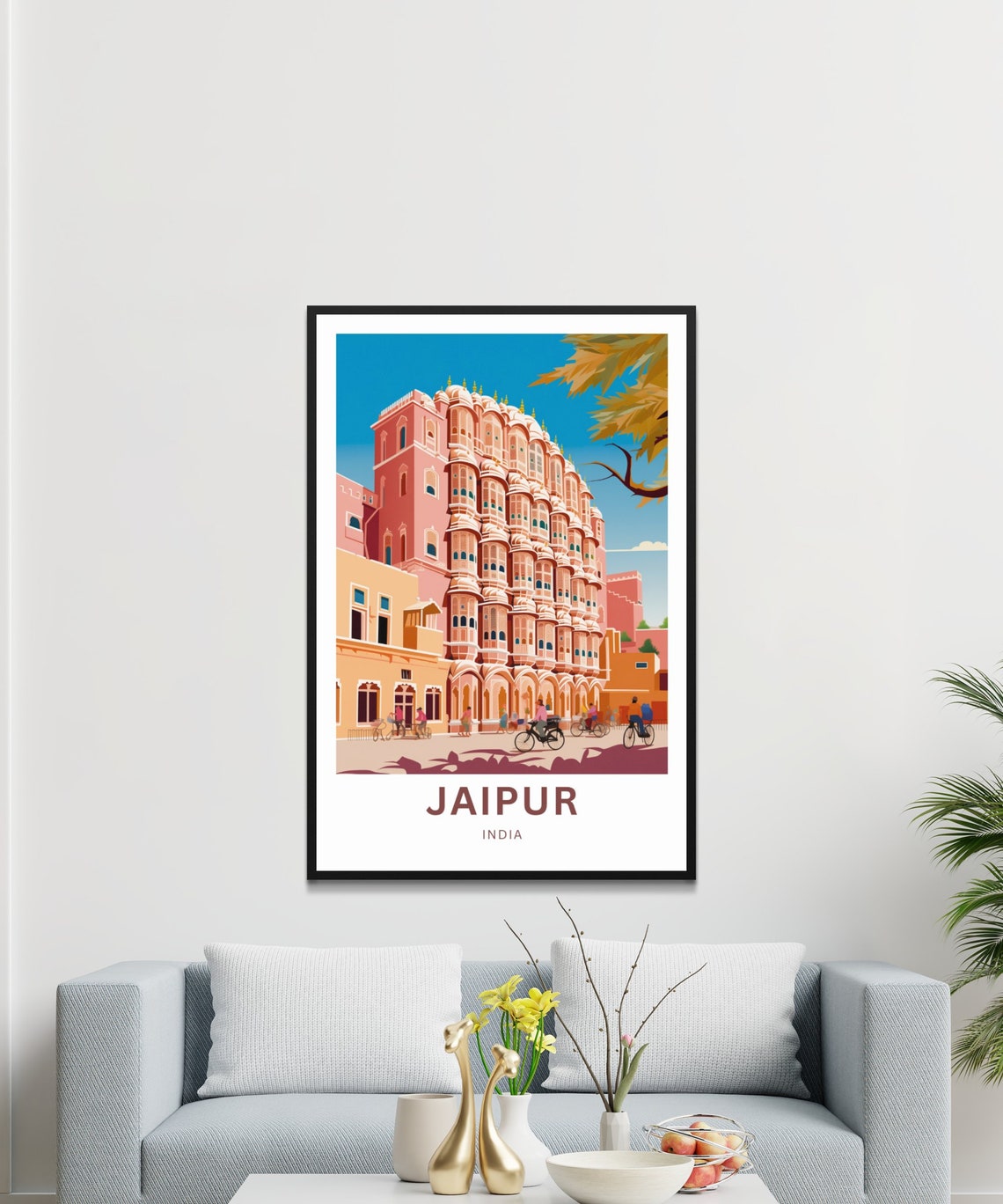 Personalized Jaipur India Custom Text Hawa Mahal Pink Palace Poster - Image 3