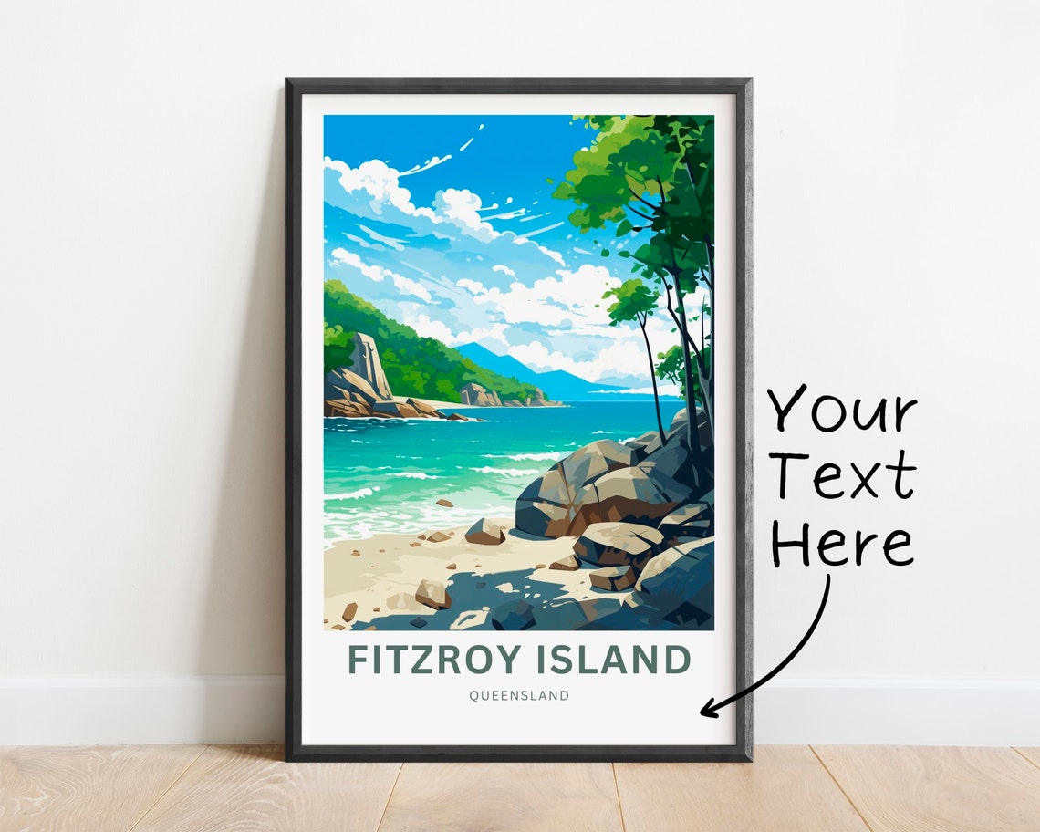 Personalized Fitzroy Island Queensland Rocky Beach Travel Poster