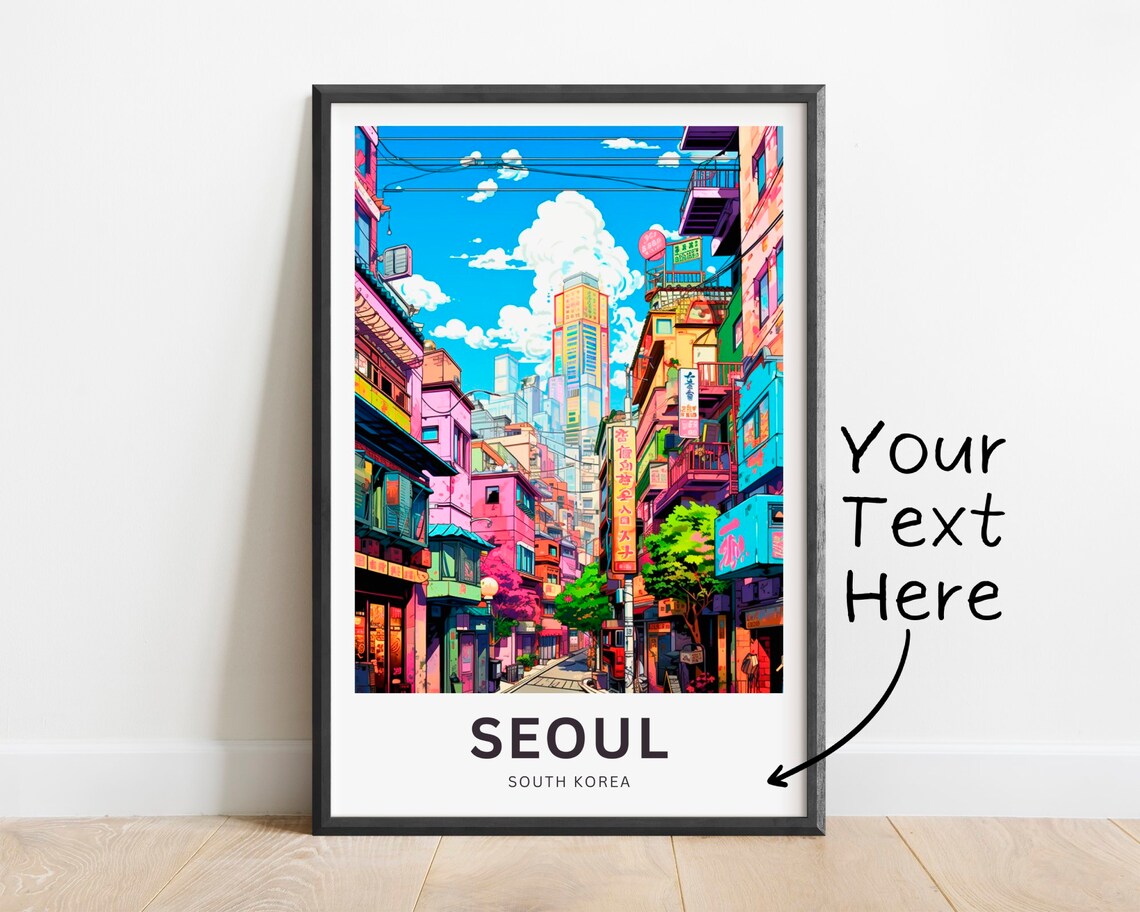Personalized Seoul Travel Poster, South Korea Wall Art