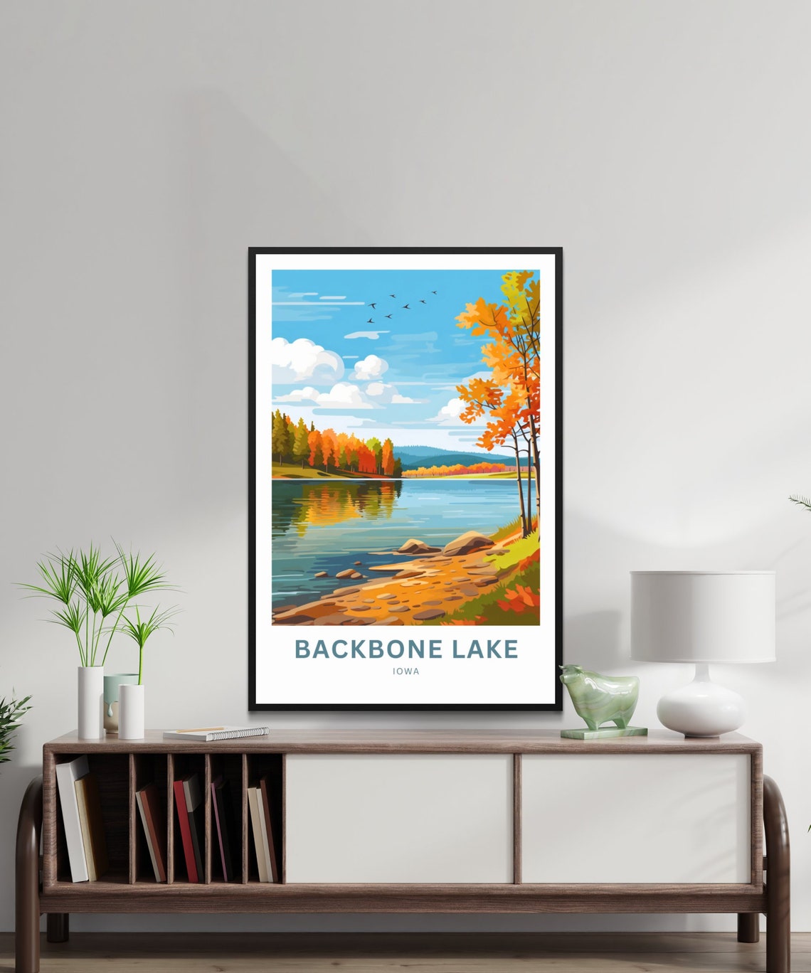 Backbone Lake Iowa Autumn Foliage Lakeside Fall Colors Scenic Poster - Image 3