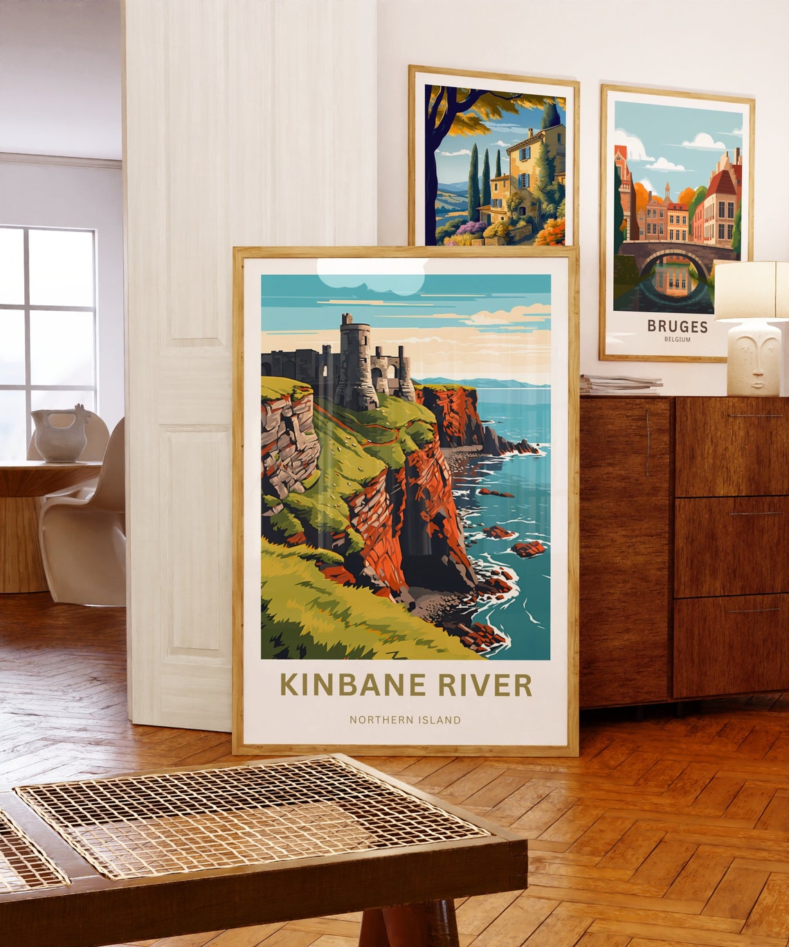 Kinbane River Northern Island Castle Red Cliffs Sunset Travel Poster - Image 5