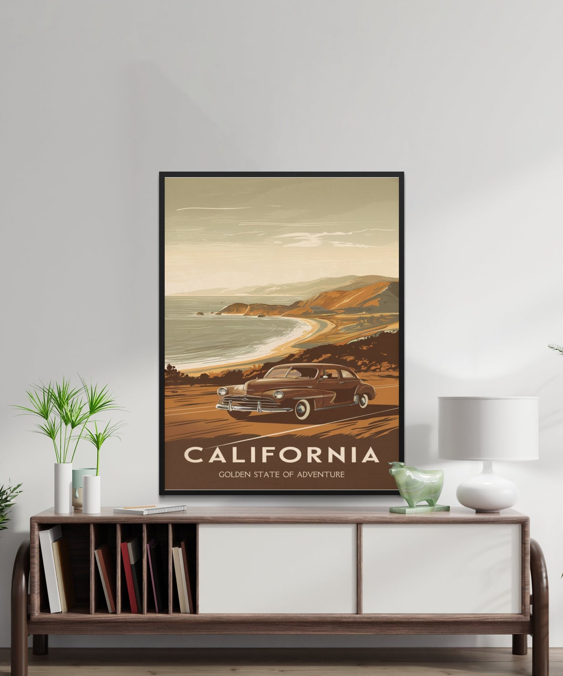 California Classic Car Coastal Highway Vintage Adventure Poster - Image 2