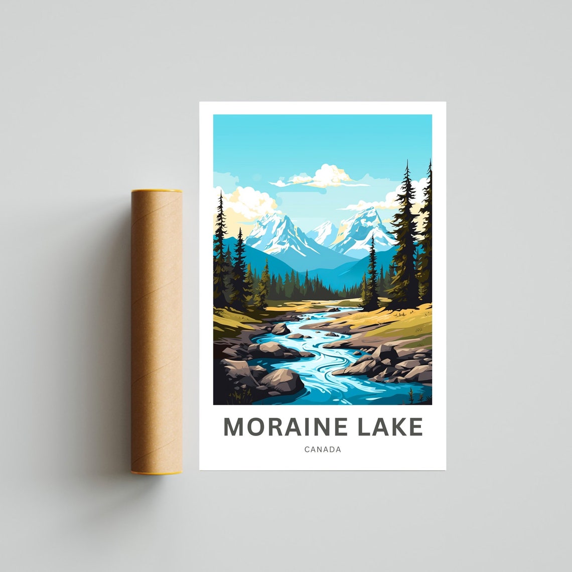 Personalized Moraine Lake Canada Mountain Stream Custom Travel Poster - Image 4