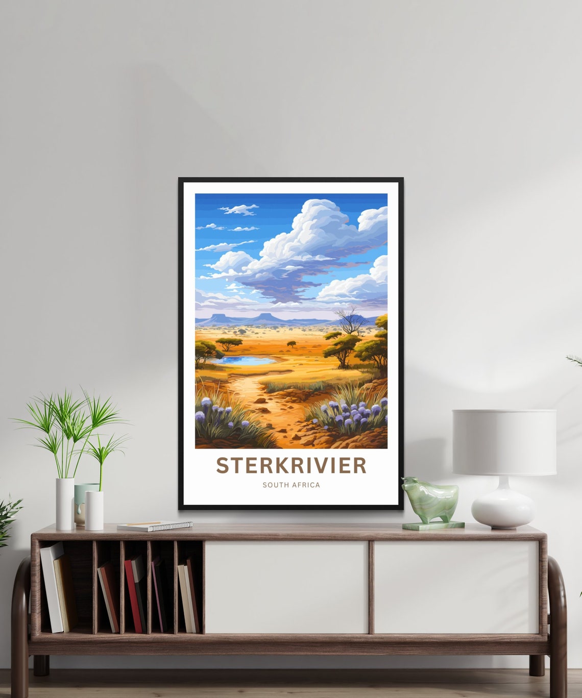 Personalized Sterkrivier South Africa Savanna Waterhole Travel Poster - Image 2