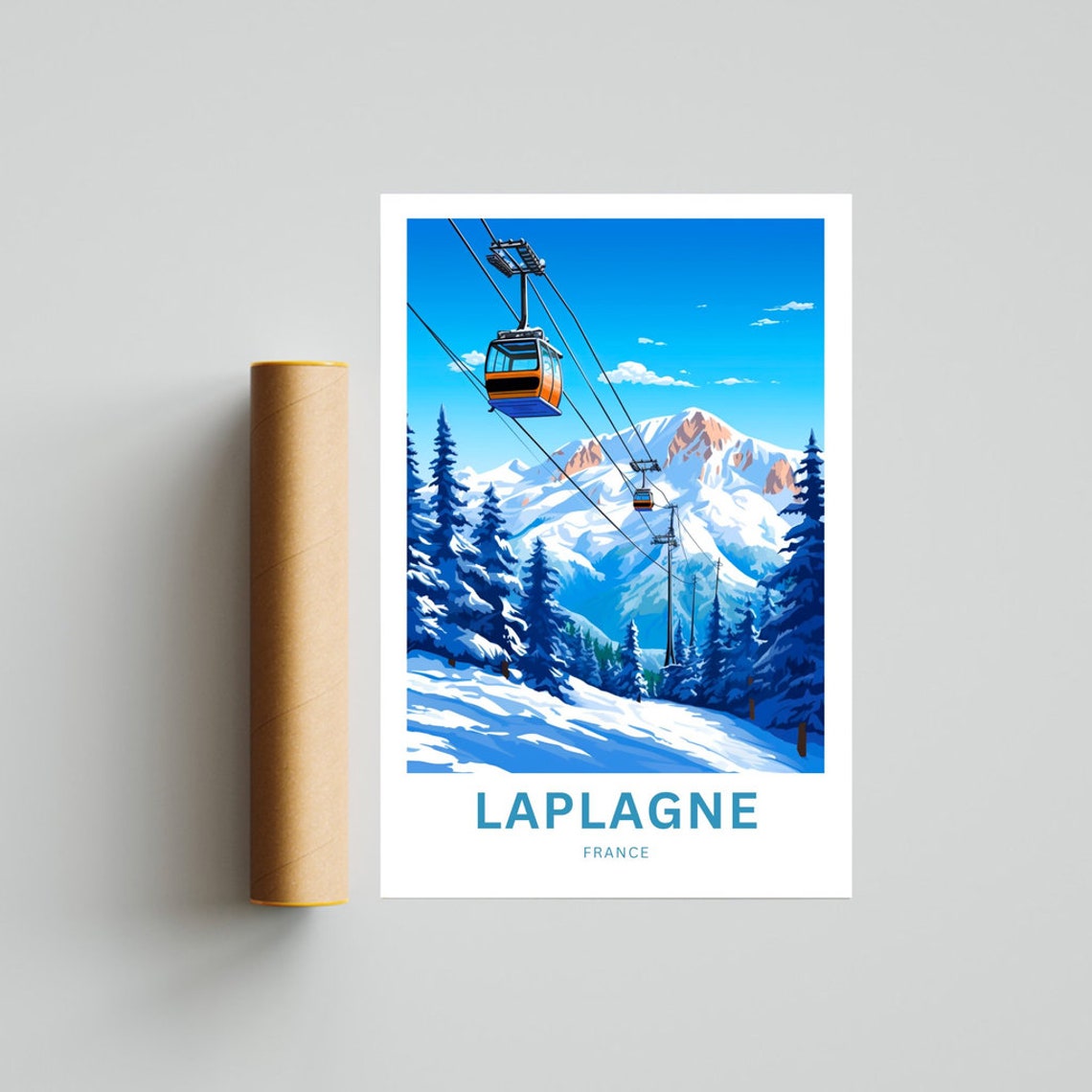 Laplagne France Alpine Ski Gondola Ride Mountain View Poster - Image 4