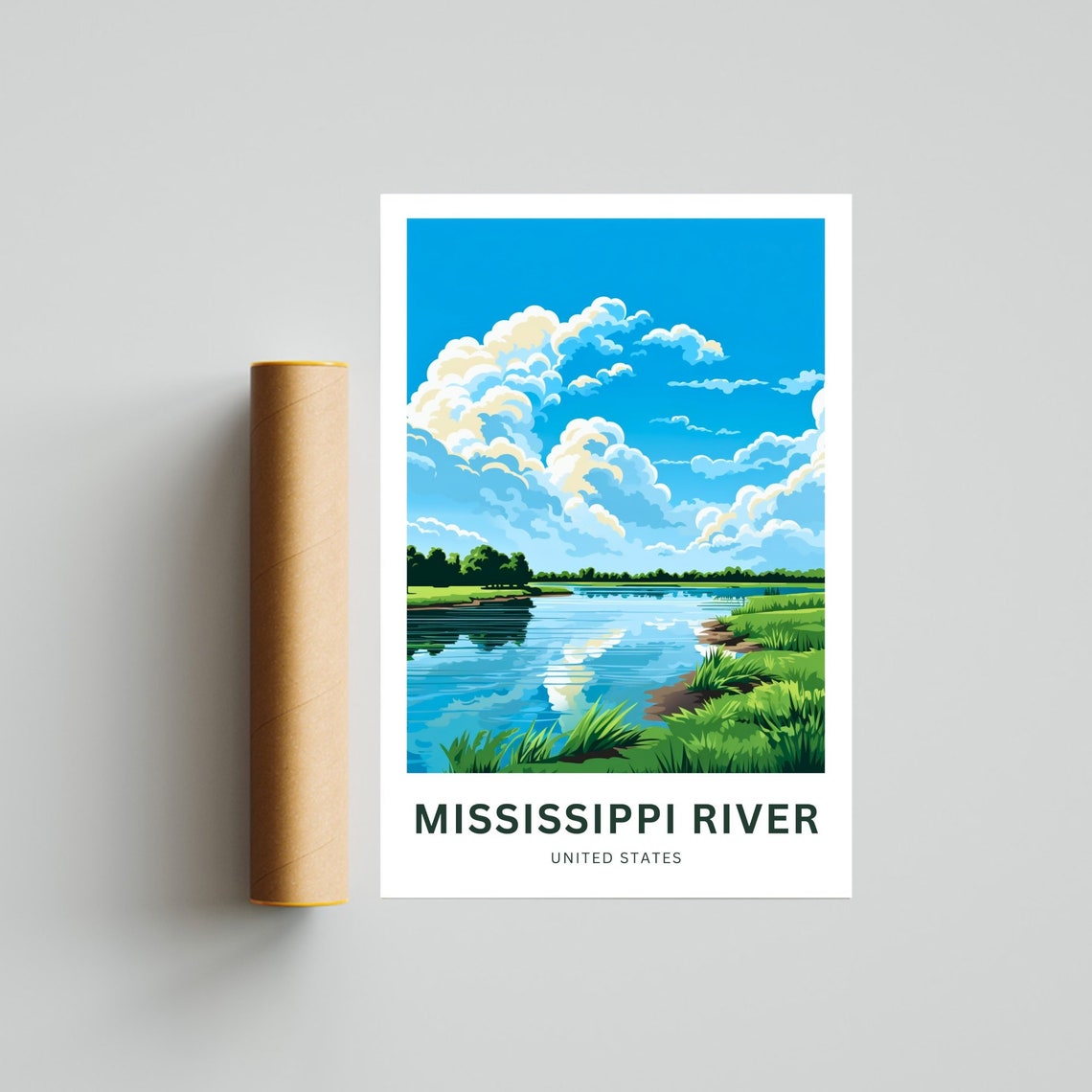 Mississippi River USA Personalized Calm River Clouds Travel Poster - Image 4