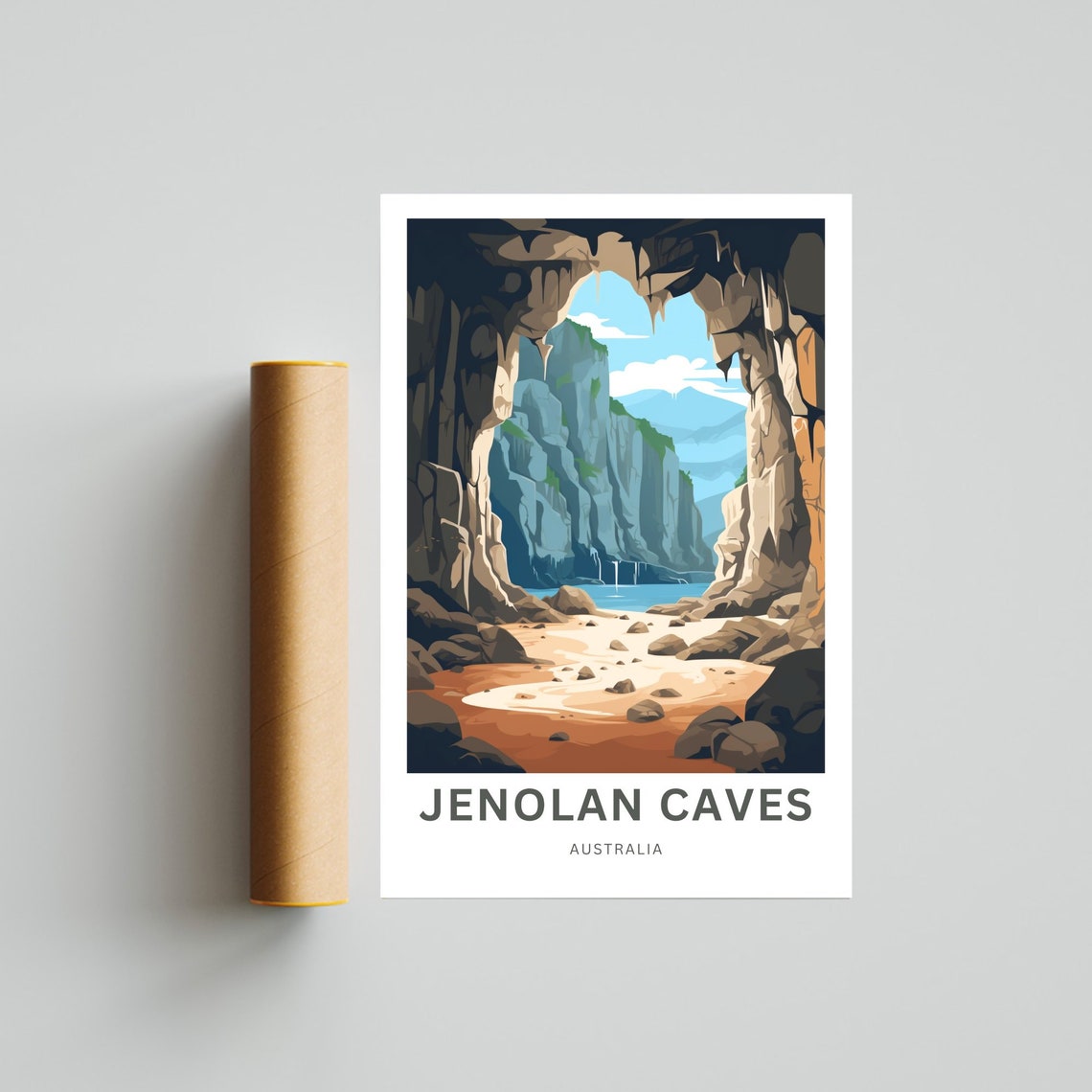 Jenolan Caves Australia Cave Mouth Waterfall Rock Arch Travel Poster - Image 4