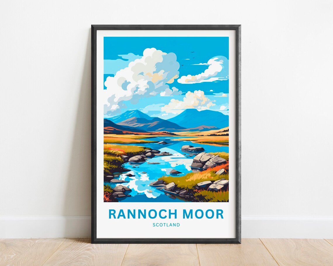 Rannoch Moor Scotland River Stones Moor View Vintage Travel Poster