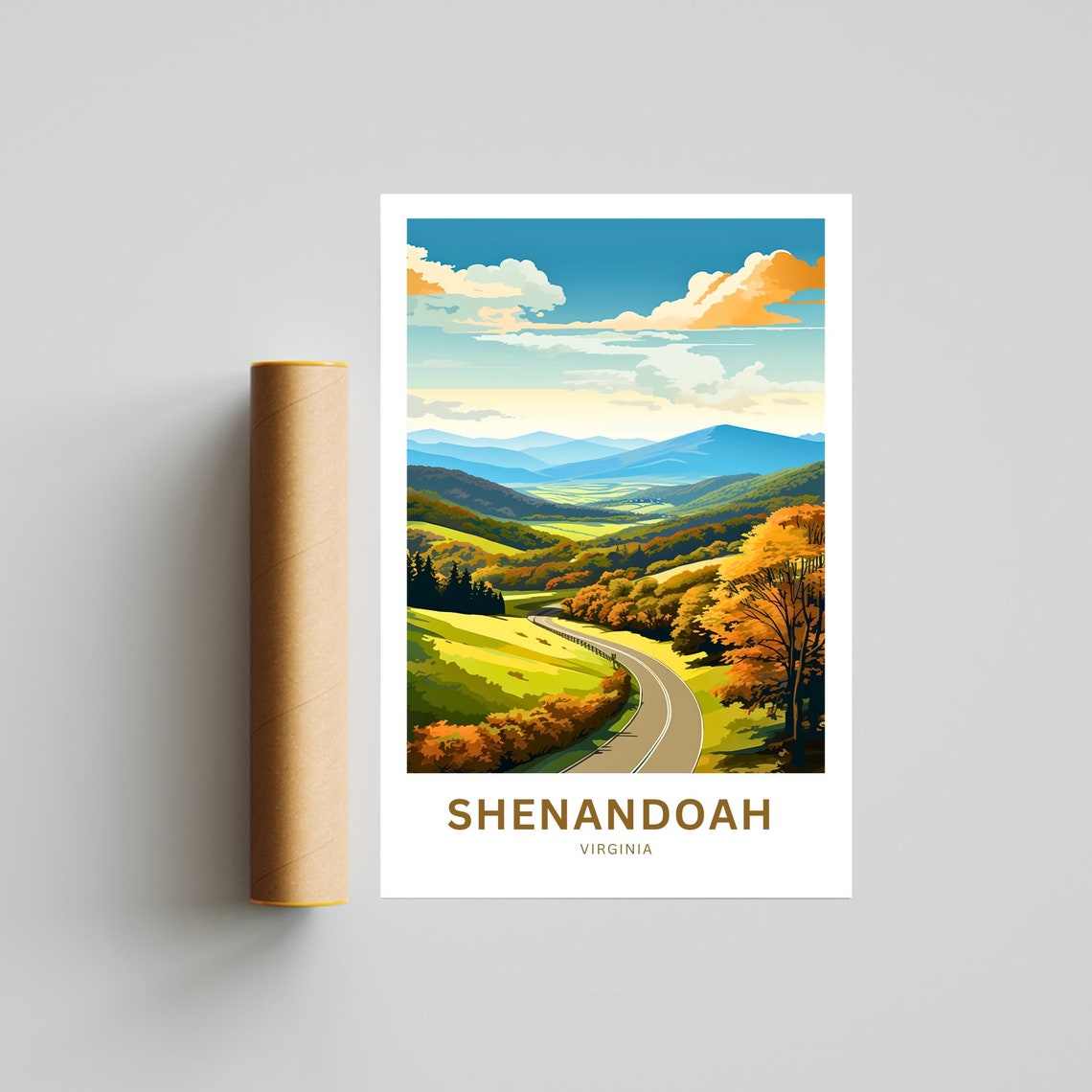 Shenandoah Virginia Personalized Autumn Valley Road Travel Poster - Image 2
