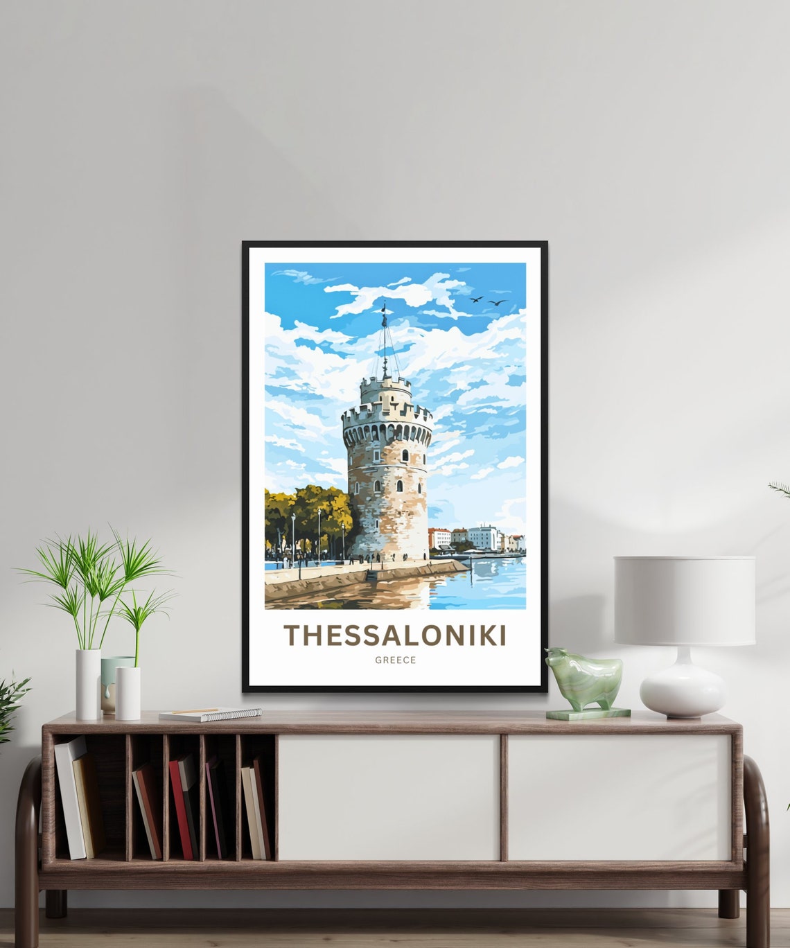 Personalized Thessaloniki Greece White Tower Waterfront Travel Poster - Image 2