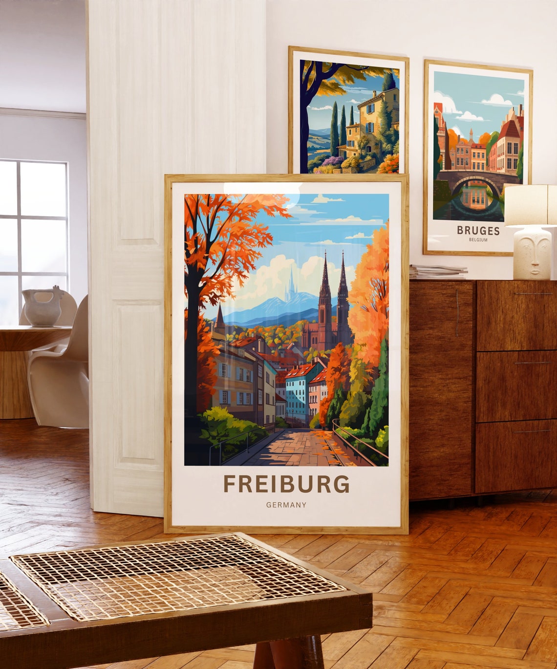 Personalized Freiburg Germany Autumn Cathedral Travel Poster - Image 5