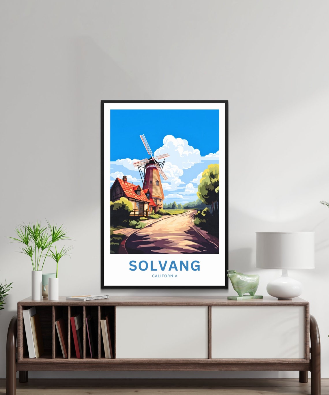 Solvang California Scenic Countryside Windmill Travel Poster - Image 2