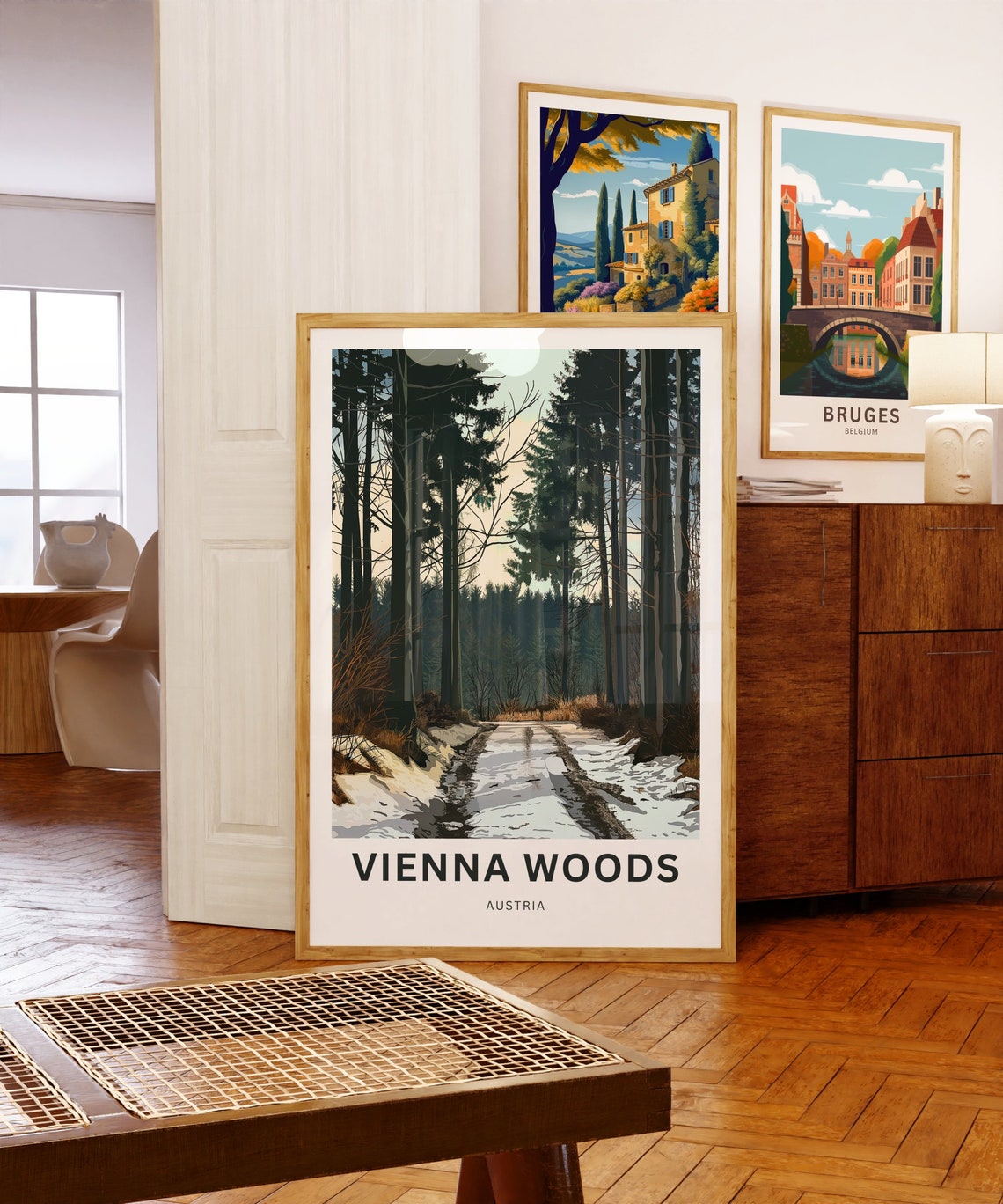 Personalized Vienna Woods Snowy Forest Path Custom Name Travel Poster - Image 3