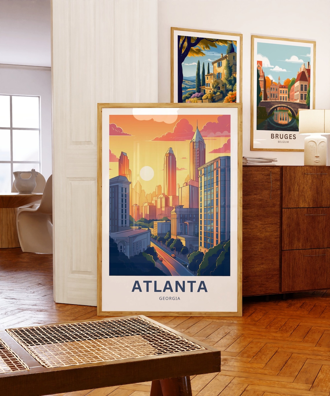 Atlanta Georgia Downtown Sunset Skyline Vintage Travel Poster - Image 5