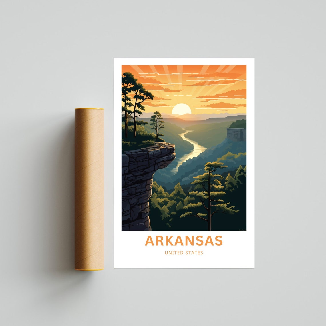 Personalized Arkansas Sunset River Valley Cliff Custom Travel Poster - Image 4