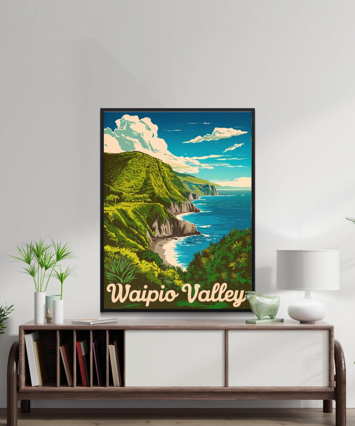 Waipio Valley Vintage Hawaii Coastal Cliffs Retro Travel Poster - Image 3
