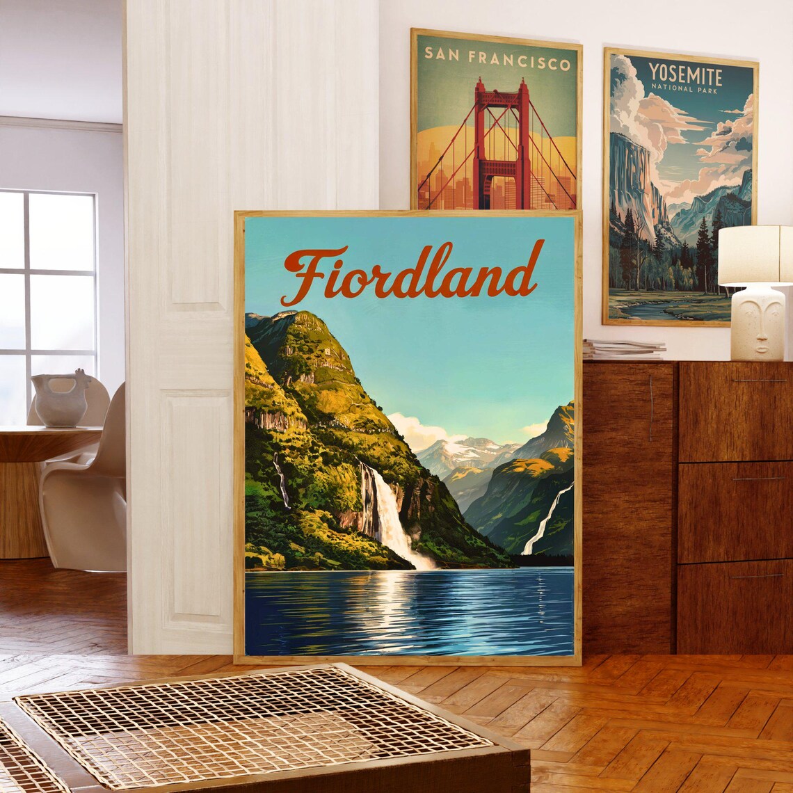 Fiordland Vintage Travel Poster Fiordland Print New Zealand Wall Art Framed Present Gift New Zealand Present - Image 5