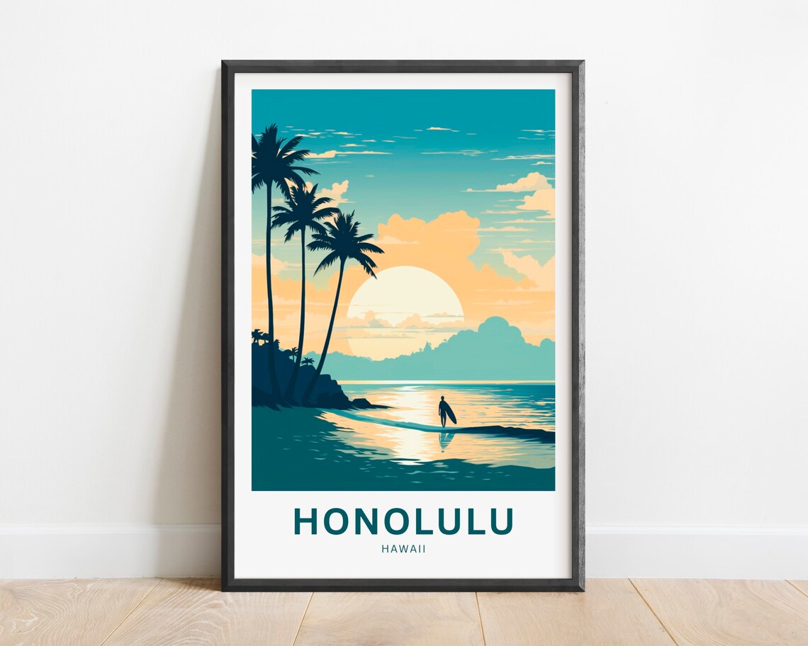 Honolulu Hawaii Travel Poster, United States Wall Art