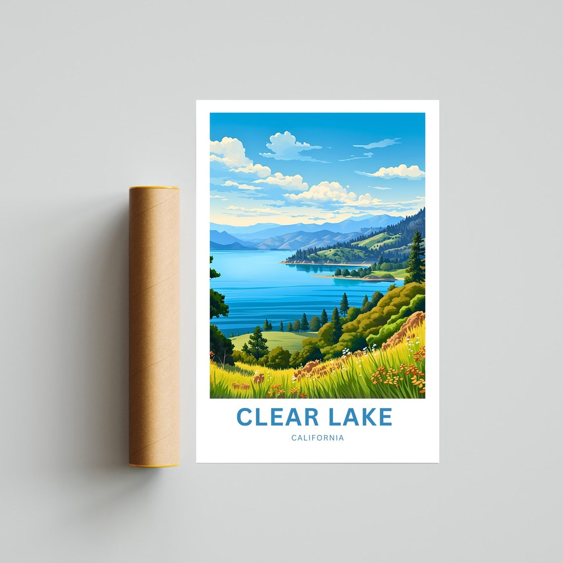 Clear Lake California Personalized Wildflower Hillside Poster - Image 4