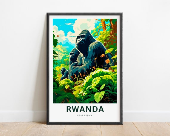 Rwanda Travel Print Rwanda Poster East Africa Wall Art Framed Present Gift United Africa Decor Custom Text Personalized