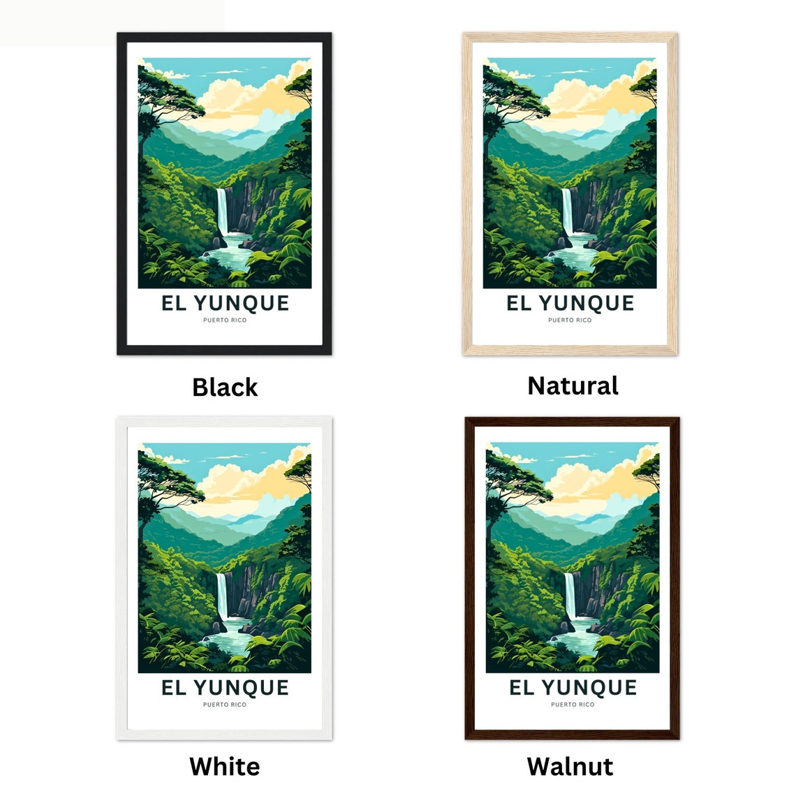 El Yunque Puerto Rico Customizable Gorge Falls Travel Poster Artwork - Image 2