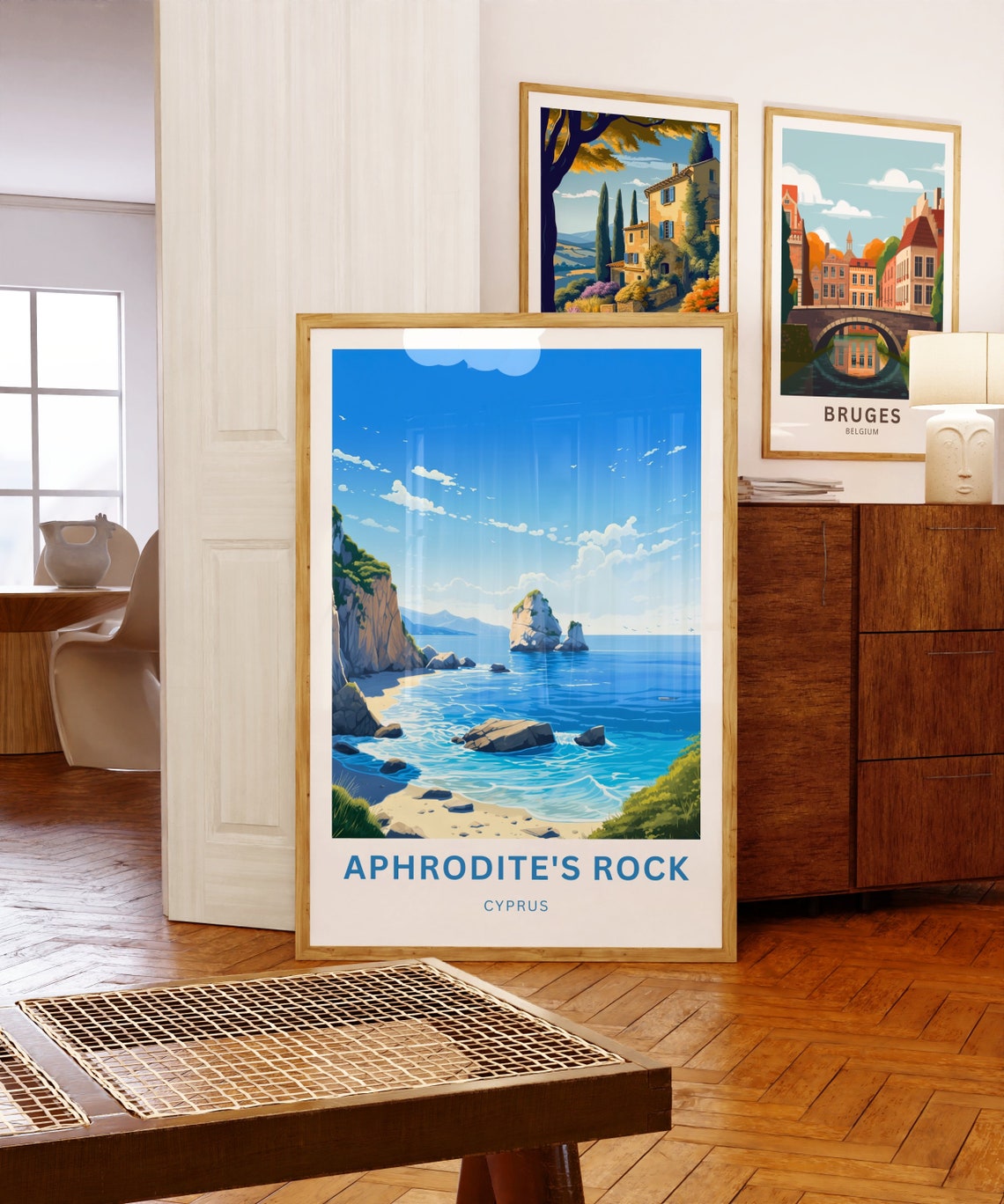 Aphrodite's Rock Cyprus Sea Stacks Beach Vintage Travel Poster - Image 5